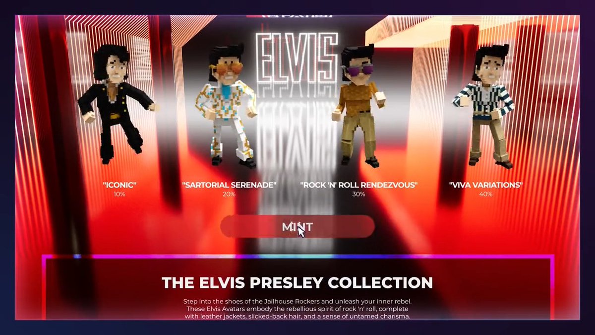 It's time to join the show and get your Elvis Presley Avatar 🎤 Mint is LIVE 🎉🪩