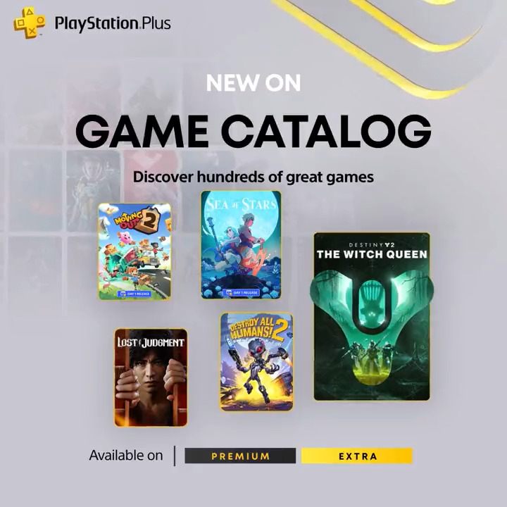 The PlayStation Plus Game Catalog for August includes: ➕ Sea of Stars ➕ Destiny 2: The Witch Queen ➕ Moving Out 2 ➕ Lost Judgment … and many more. The full lineup:
