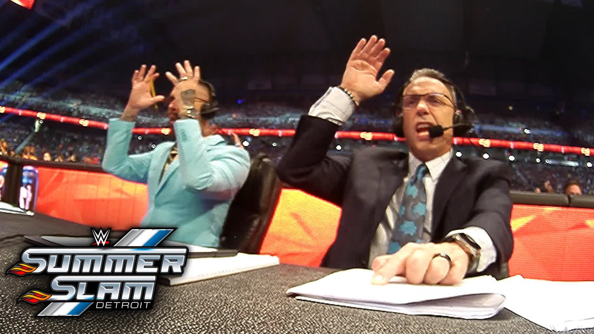 Take a seat at the announce desk and watch as Michael Cole and Corey Graves call the biggest, wildest and most unpredictable moments of #SummerSlam!