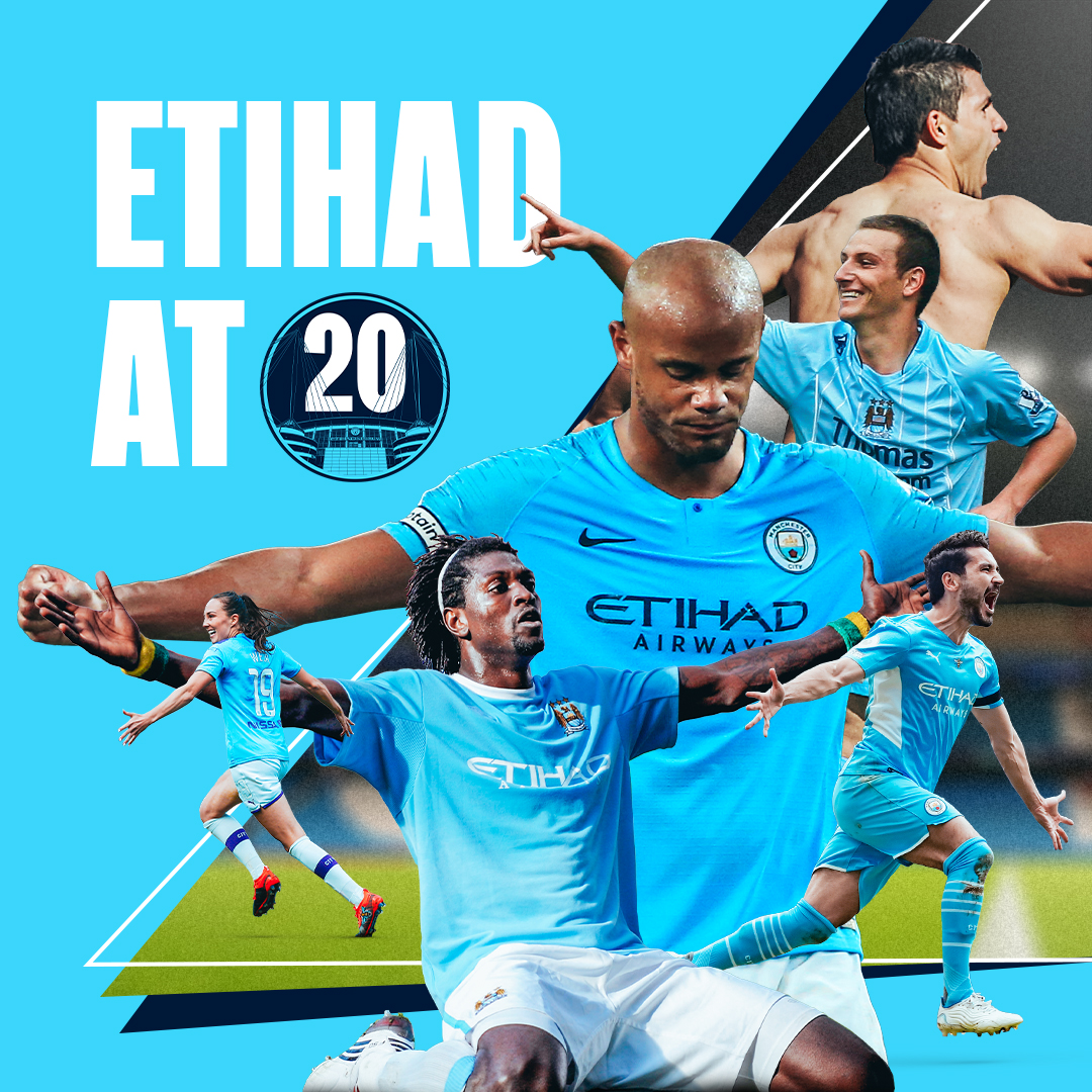 Today marks 20 years since our first match at the Etihad Stadium! 🎉 And it's been quite a ride 💫