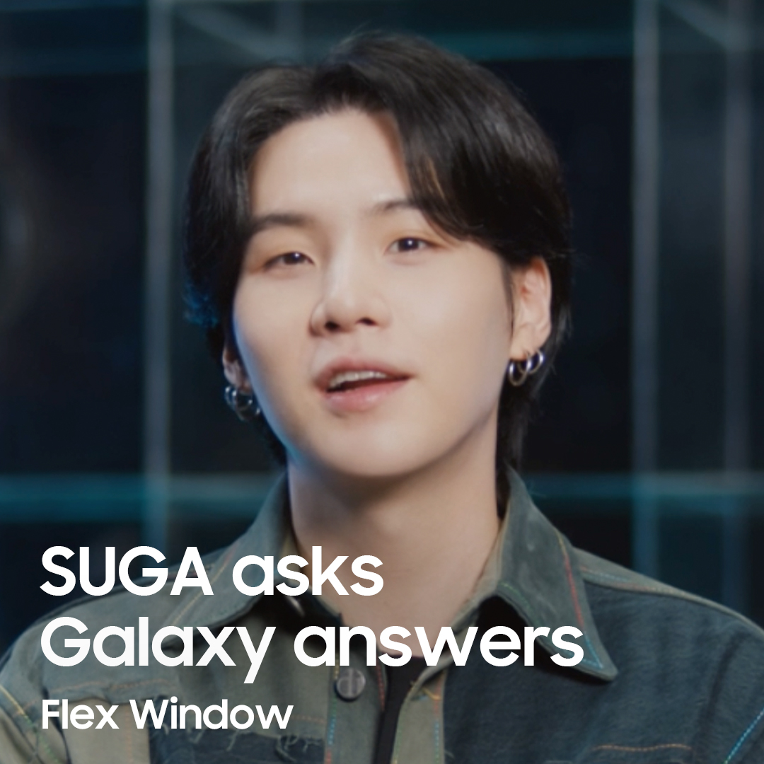 Upgrade your foldable experience with the #GalaxyZFlip5's Flex Window. Find out what the Flex Window experience is in this episode of 'SUGA asks, Galaxy answers' with #SUGA of 방탄소년단! #GalaxyxSUGA #JoinTheFlipSide​ Learn more: