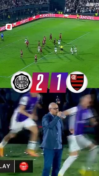 😂 ARCE REACT! E assim, o treinador do Olimpia, comemorou os 3 gols da classificação da sua equipe diante do Flamengo! #LibertadoresNaESPN #FutebolNaESPN #Flamengo #Olimpia