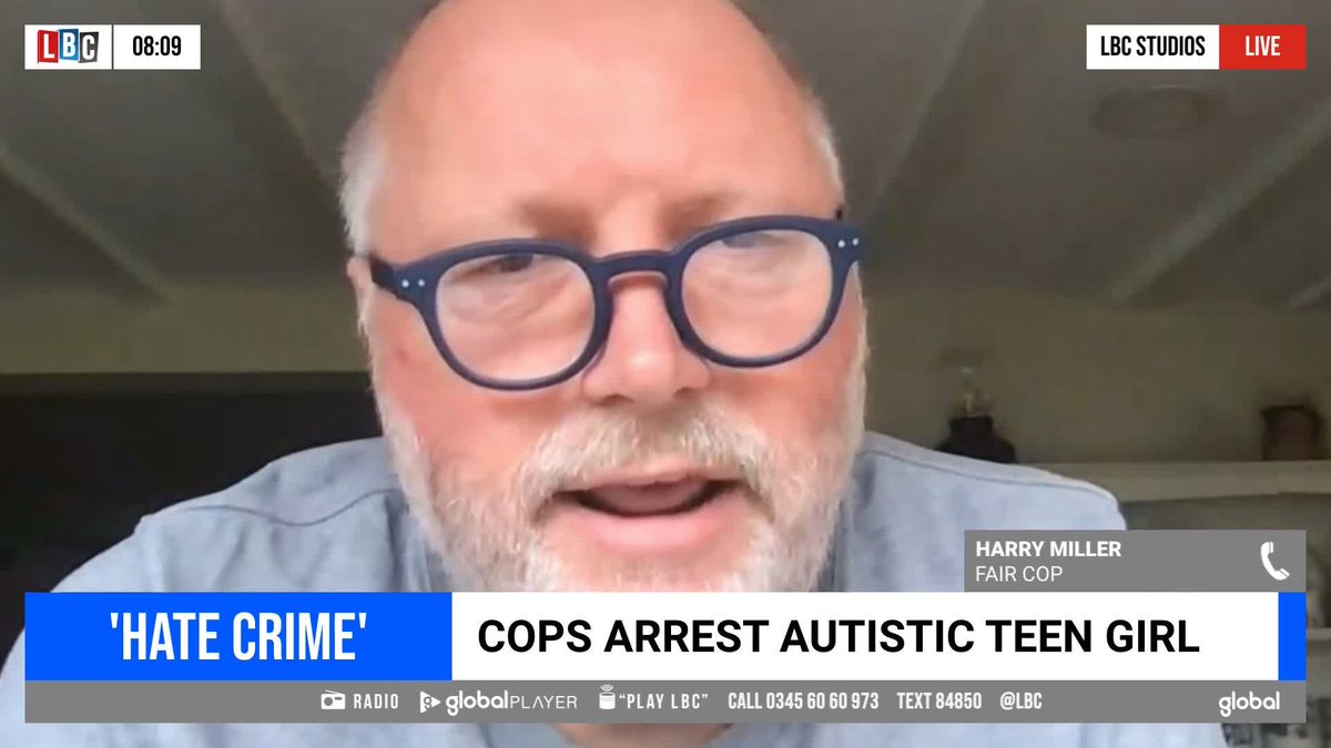 'It was a kidnapping.' 'Do we need seven police officers behaving like lunatics?' WeAreFairCop's Harry Miller tells Nick Ferrari he condemns the arrest of an autistic girl who said one of the police officers looked like her 'lesbian nana'.
