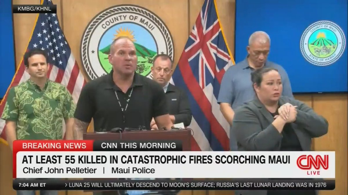 Maui officials say the death toll has risen to 55. When asked how many are still missing, Maui Police Chief John Pelletier said "Honestly we don't know. And here's the challenge: There's no power. There's no internet. There's no radio coverage ..."