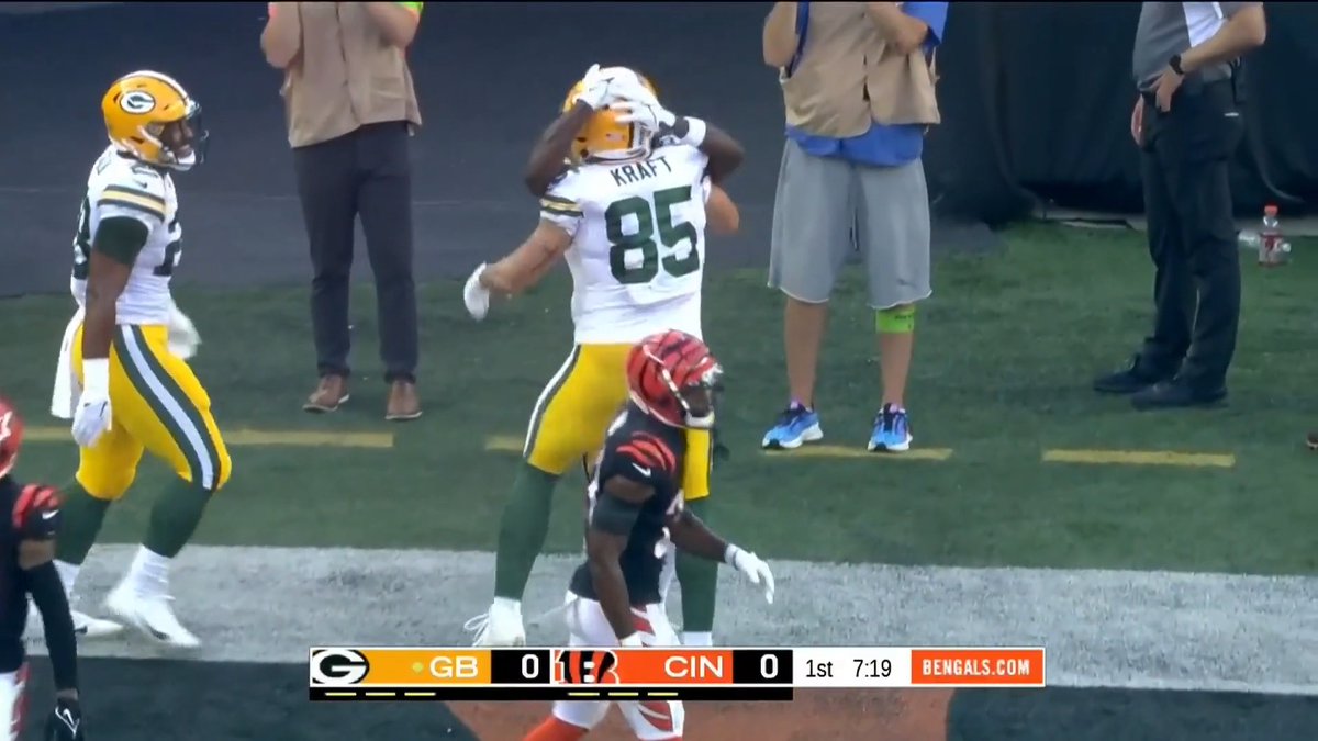.JLove finds RD for the first TOUCHDOWN of the preseason! #GBvsCIN | #GoPackGo 📺: Packers TV Network + NFL Network