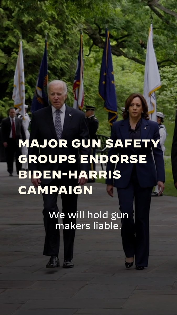 .Kamala Harris and I are humbled to earn the historic, unified endorsement from some of the country’s leading gun violence prevention groups.