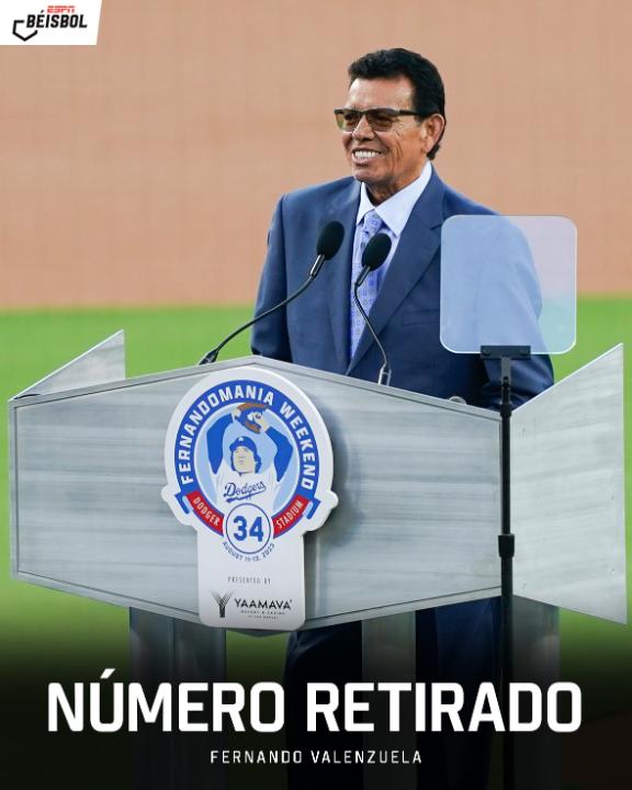 Así retiraron el número de Fernando Valenzuela 🙌👏🇲🇽. Vía: SportsNet LA