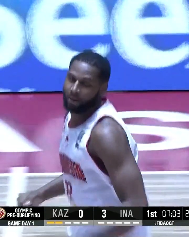 🇮🇩 Marques Bolden starts the Olympic Pre-Qualifying Tournaments with a bang, dropping a 40-piece in Indonesia’s win over Kazakhstan 🇰🇿! 💥 #FIBAOQT
