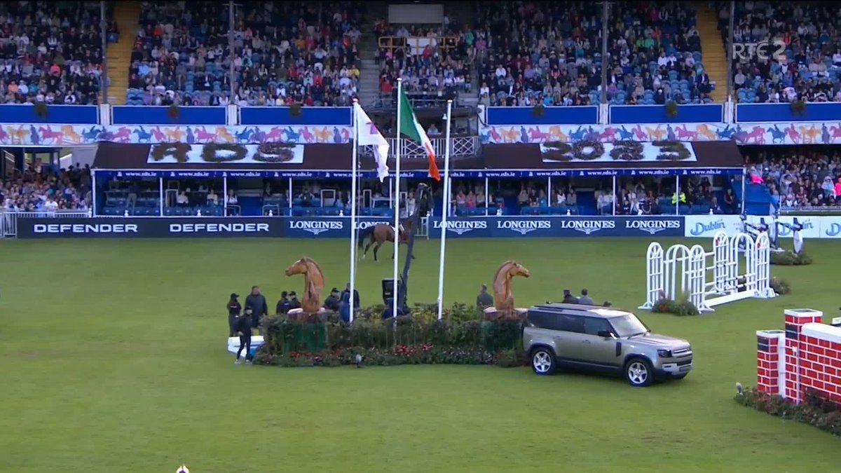 Commandant Geoff Curran and Bishops Quarter win the Puissance for Ireland at the Dublin Horse Show at the RDS