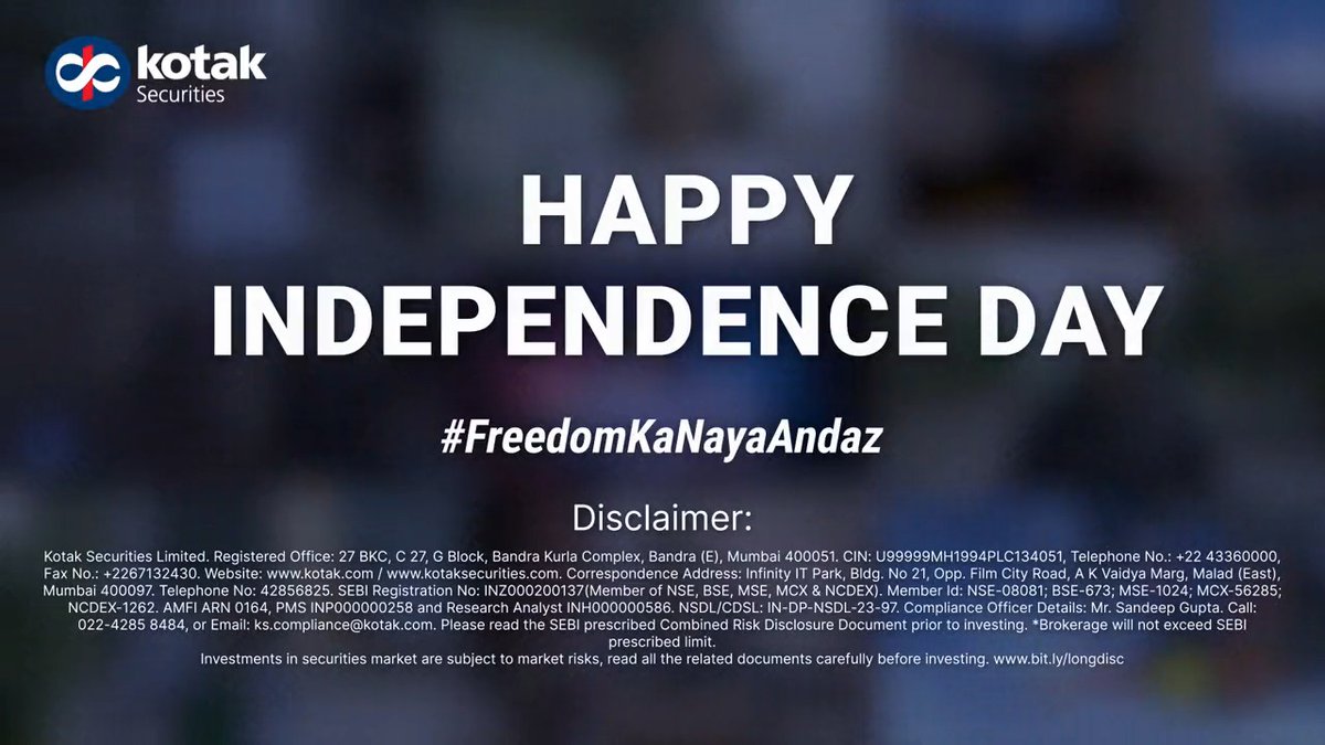 This #IndependenceDay, we at Kotak Securities pledge to help you gain Financial Independence. Tell us kya hai aapka #FreedomKaNayaAndaaz in the comments below. #KotakSecurities #HappyIndependenceDay #Independence #FinancialIndependence
