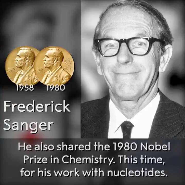 Frederick Sanger, born #onthisday in 1918, is one of only six laureates to have received the #NobelPrize more than once and the only person to have received the Nobel Prize in Chemistry twice.
