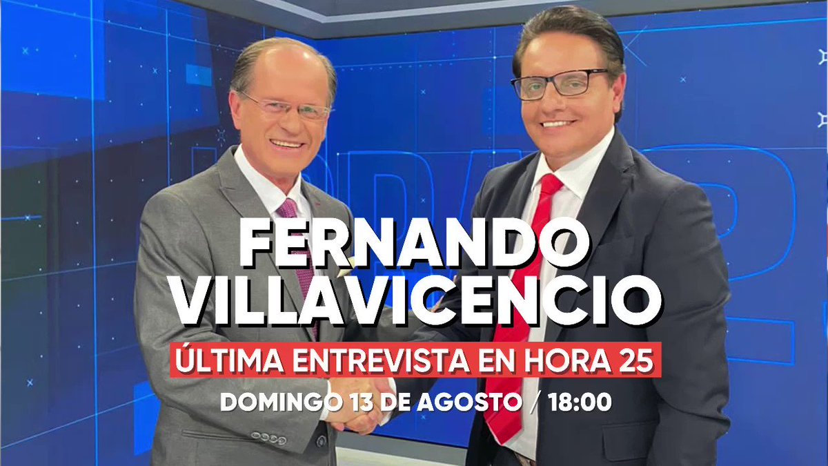 #Reprise | La última entrevista de Fernando Villavicencio en #Hora25. Sus ideas, sus proyectos, su visión del Ecuador. Mírenla completa hoy, a las 18:00, por Teleamazonas antes del #DebatePresidencial2023 #EcuadorDebate2023