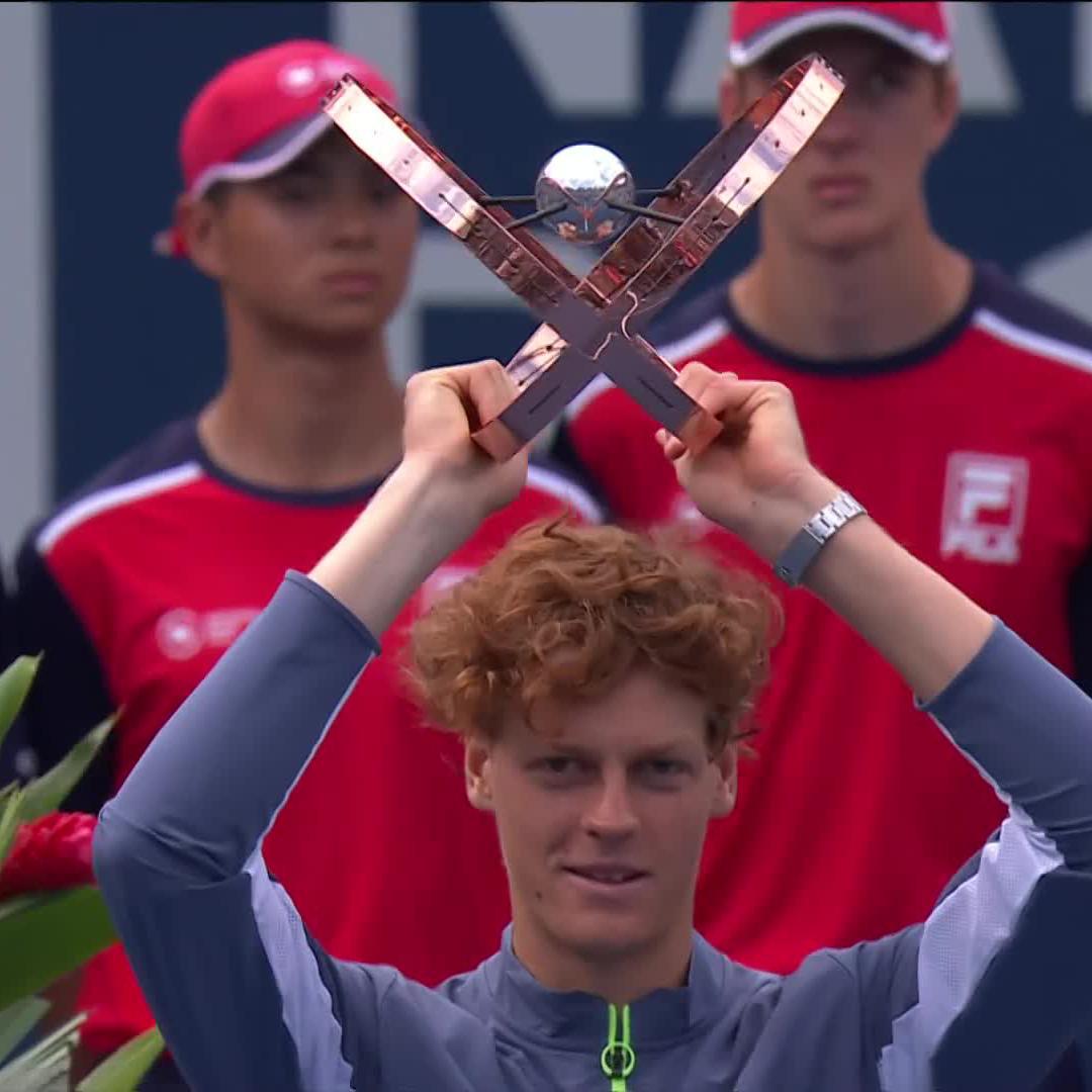 Raising a Masters 1000 trophy for the 1st time ๐ #NBO23 Jannik Sinner