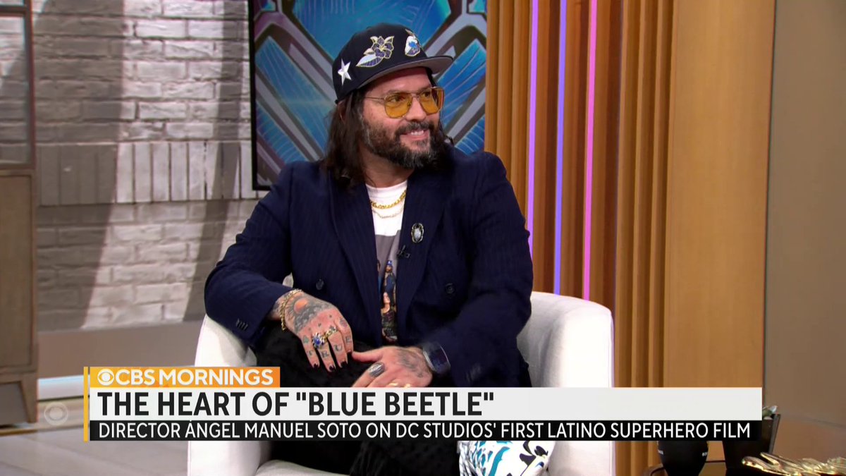 Ángel Manuel Soto, director of DC’s first Latino superhero film, Blue Beetle, told #CBSMornings how he hopes it impacts audiences: “We can not only be heroes of our stories and not villains of their stories, but also where we can actually tell our experience.”