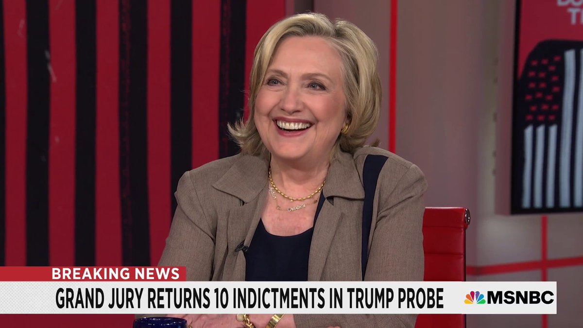 .Hillary Clinton joins Rachel Maddow after a Georgia grand jury returns indictments in 2020 election probe: "This is a terrible moment for our country to have a former president accused of these terribly important crimes. The only satisfaction may be that the system is working."