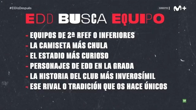 𝙀𝙡 𝘿𝙞𝙖 𝘿𝙚𝙨𝙥𝙪𝙚𝙨 𝙗𝙪𝙨𝙘𝙖 𝙚𝙦𝙪𝙞𝙥𝙤 ¿Eres aficionad@ de un club modesto? Avisa a tu equipo... #ElDíaDespués quiere acompañarte esta temporada. ¿Cómo? ⬇️ Ya seas aficionado o el propio club... Contesta a este post explicando en un vídeo por qué debemos elegirte.