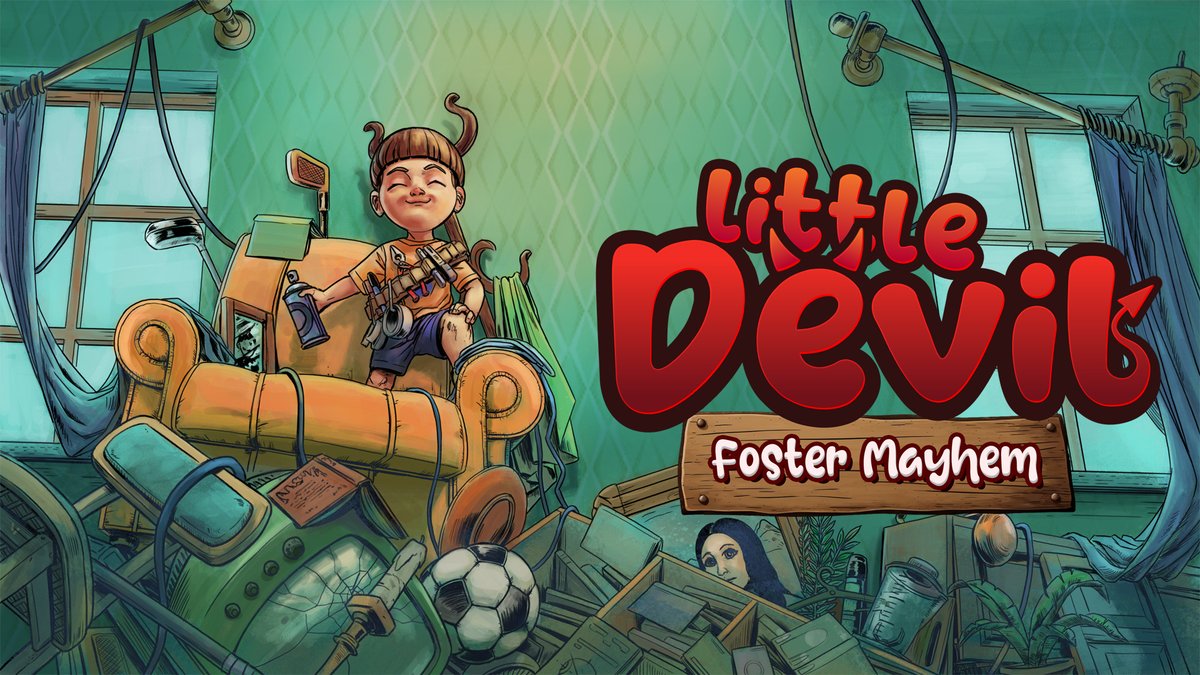 Little Devil: Foster Mayhem launches August 25, 2023 on #NintendoSwitch! You play as a little boy setting out to destroy furniture, mess up the house, and anger your foster parents without getting caught! Pre-order now (10% discount): #LittleDevil