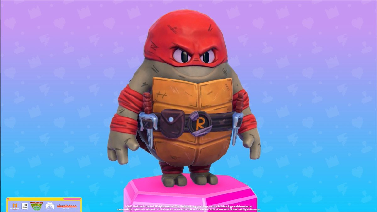Shell yeah! Let’s take a look at Raph, one of the Turtles coming to the Fall Guys Store tomorrow!