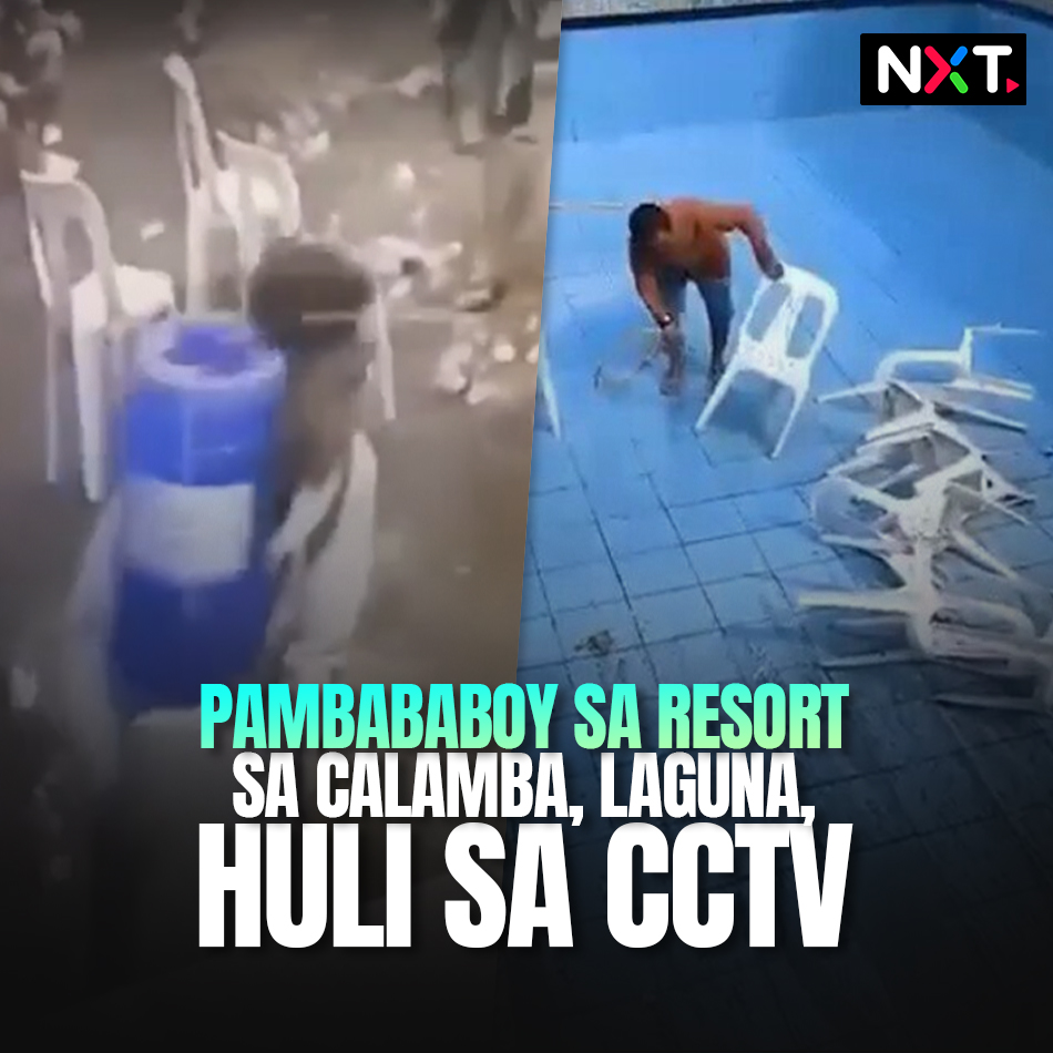 Sapul sa video ang pambababoy na ginawa ng mga guest sa isang private resort sa Calamba, Laguna. Base sa kuha ng CCTV, nagkalat at inihagis ng mga guest sa swimming pool ang mga gamit sa resort gaya ng silya, ihawan, mga pinag-inumang bote ng alak, at isang water dispenser. Humingi na sila ng paumanhin sa may-ari ng resort. #NXT