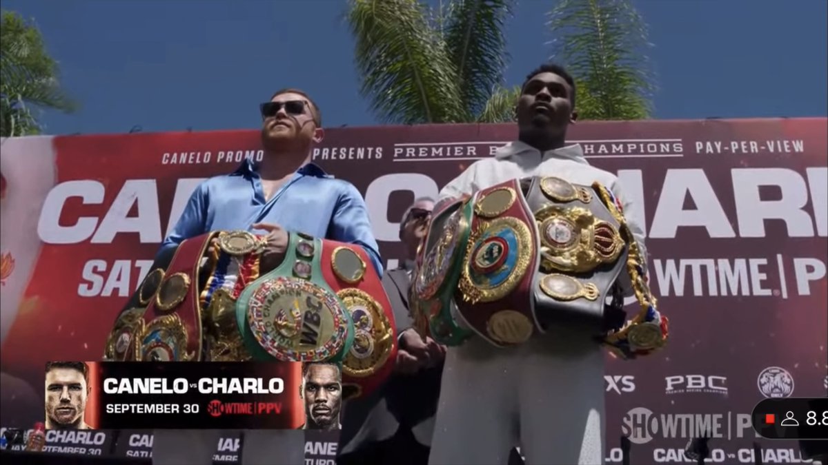 ‼️ Canelo Alvarez vs Jermell Charlo face-off with all the belts - Undisputed vs Undisputed on Sept 30th… [🎥 @ShowtimeBoxing]