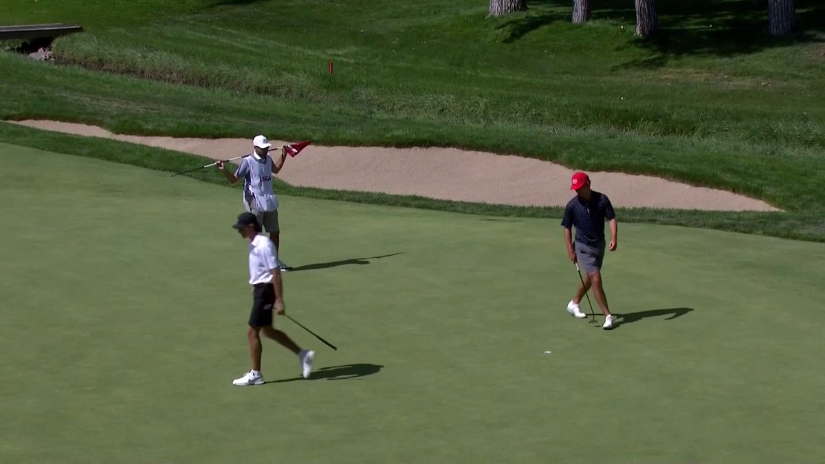 Never too late to chase a dream! Playing in his first #USAmateur at age 28, Grant Smith takes his only lead of his Round of 64 match with a win on 18. #USAmateur