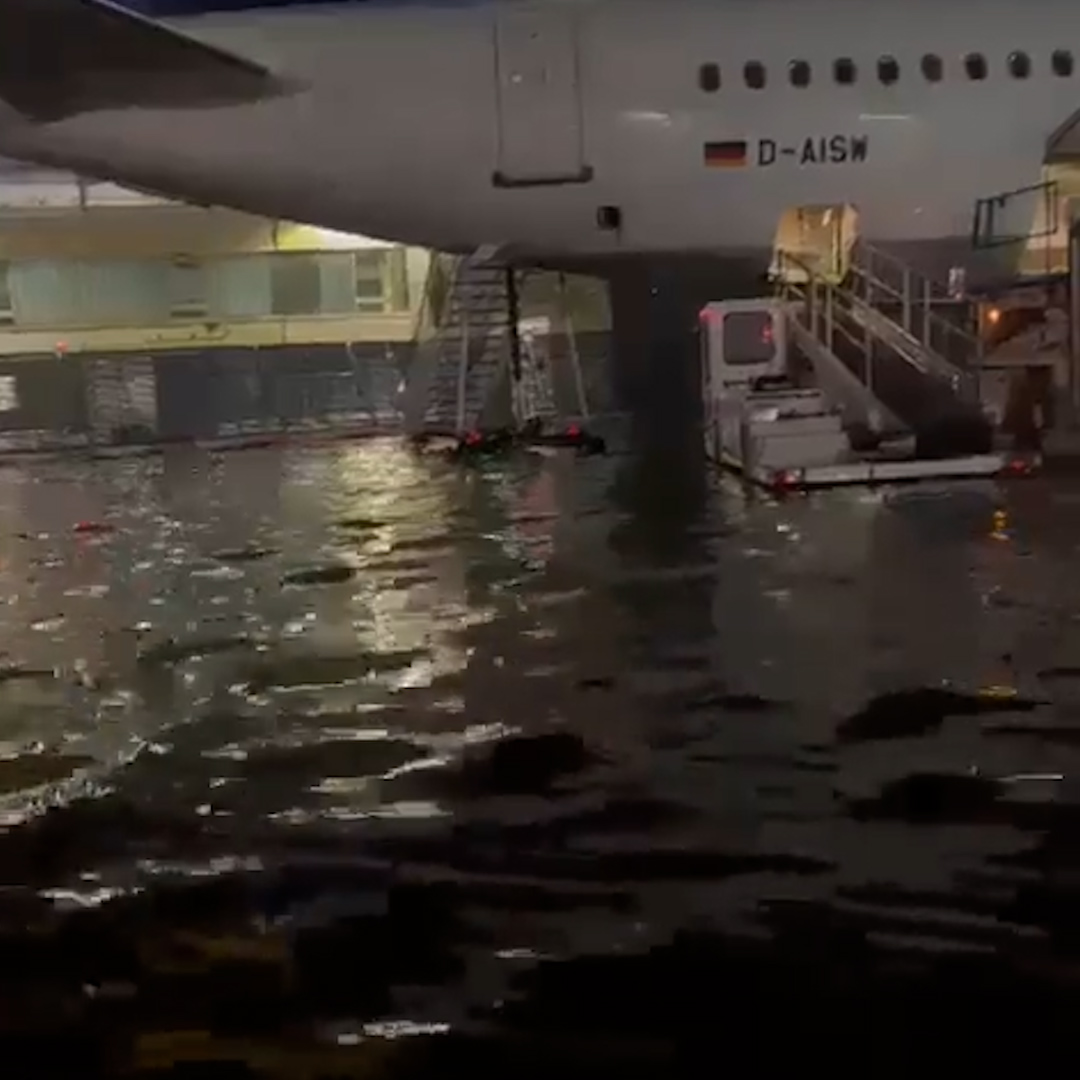 Dozens of flights were cancelled at Germany's Frankfurt Airport after heavy rain led to flooding on parts of the tarmac and hours-long suspension of ground operations.