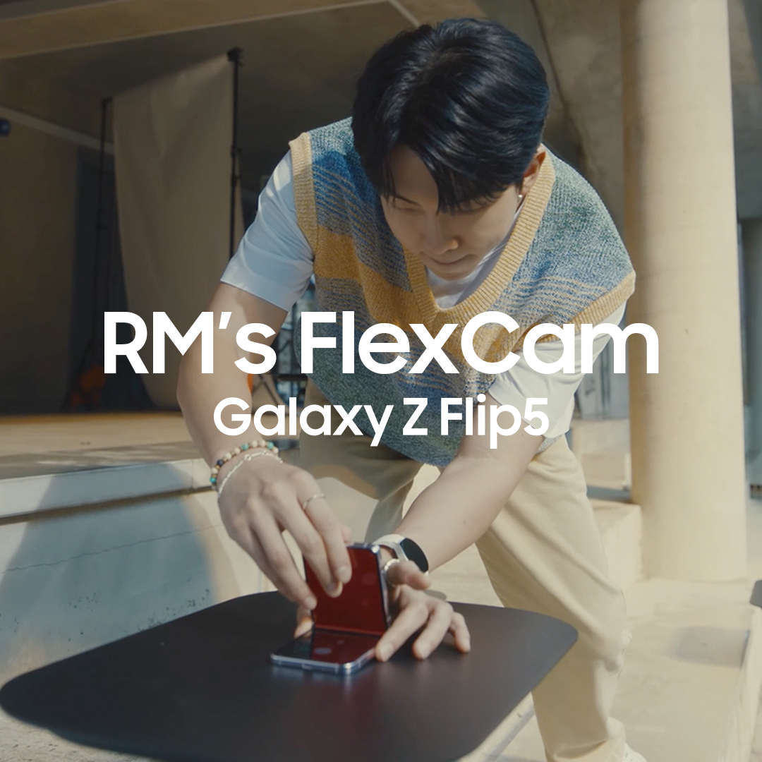 The secret behind #RM of 방탄소년단’s epic selfie is… the #GalaxyZFlip5 FlexCam! #JoinTheFlipSide​ RT this if you take your time like RM does to get that Epic shot!