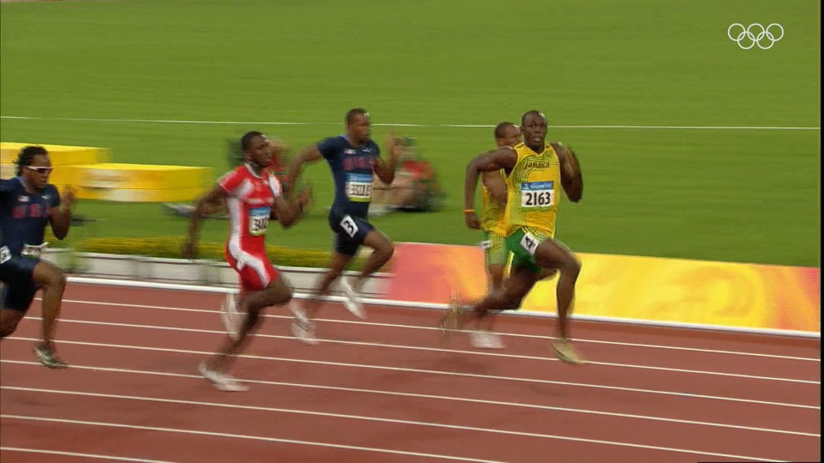 It’s the men’s 100m final at the Olympics. Every final typically ends in a photo finish or it’s close, at least. But then, you do this. 20/30 metres to the finish line, you know you’ve won by a mile, so you start beating your chest and running sideways.