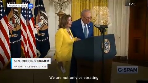 With me in blue and Nancy Pelosi in yellow: We were celebrating the Inflation Reduction Act’s birthday yesterday at the White House, and showing our support for Ukraine together! 🇺🇦🇺🇦🇺🇦