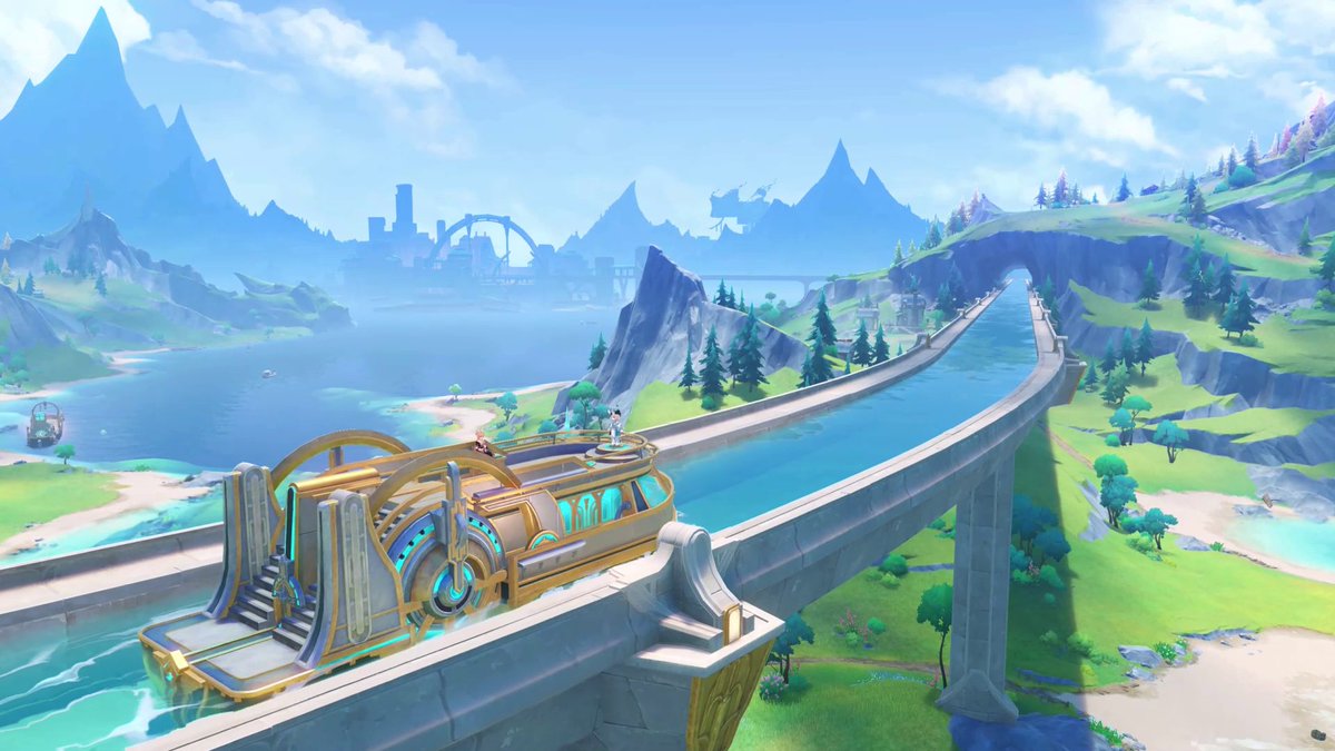 Explorer Times: Stunning Views From the Aquabus Hello, Travelers~ Come ride the aquabus so we can admire Fontaine's beautiful scenery together! #GenshinImpactFontaine
