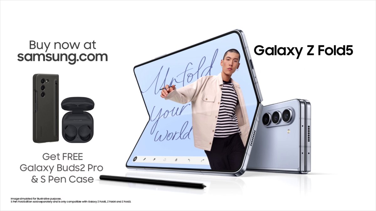Galaxy Z Fold5 | A big screen you can take with you #JoinTheFlipSide Buy now & get free Galaxy Buds2 pro & S Pen Case with your order. Available now on