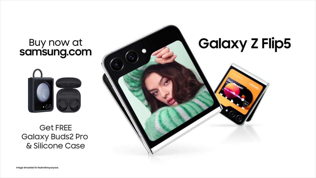 Galaxy Z Flip5 | Don't cha wish your phone was fun like this? #JoinTheFlipSide Buy now & get free Galaxy Buds2 Pro & Silicone Case with your order. Available now on