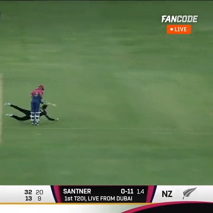 WOW! 😲 Mitchell Santner takes a STUNNER 🤯 . . #UAEvNZ