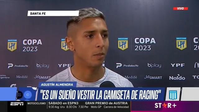 "EL CLUB DEL CUAL SOY HINCHA, DE CHICO QUIERO JUGAR ACÁ" declaró Almendra en la previa de su debut en Racing. 📺#ESPNenStarPlus