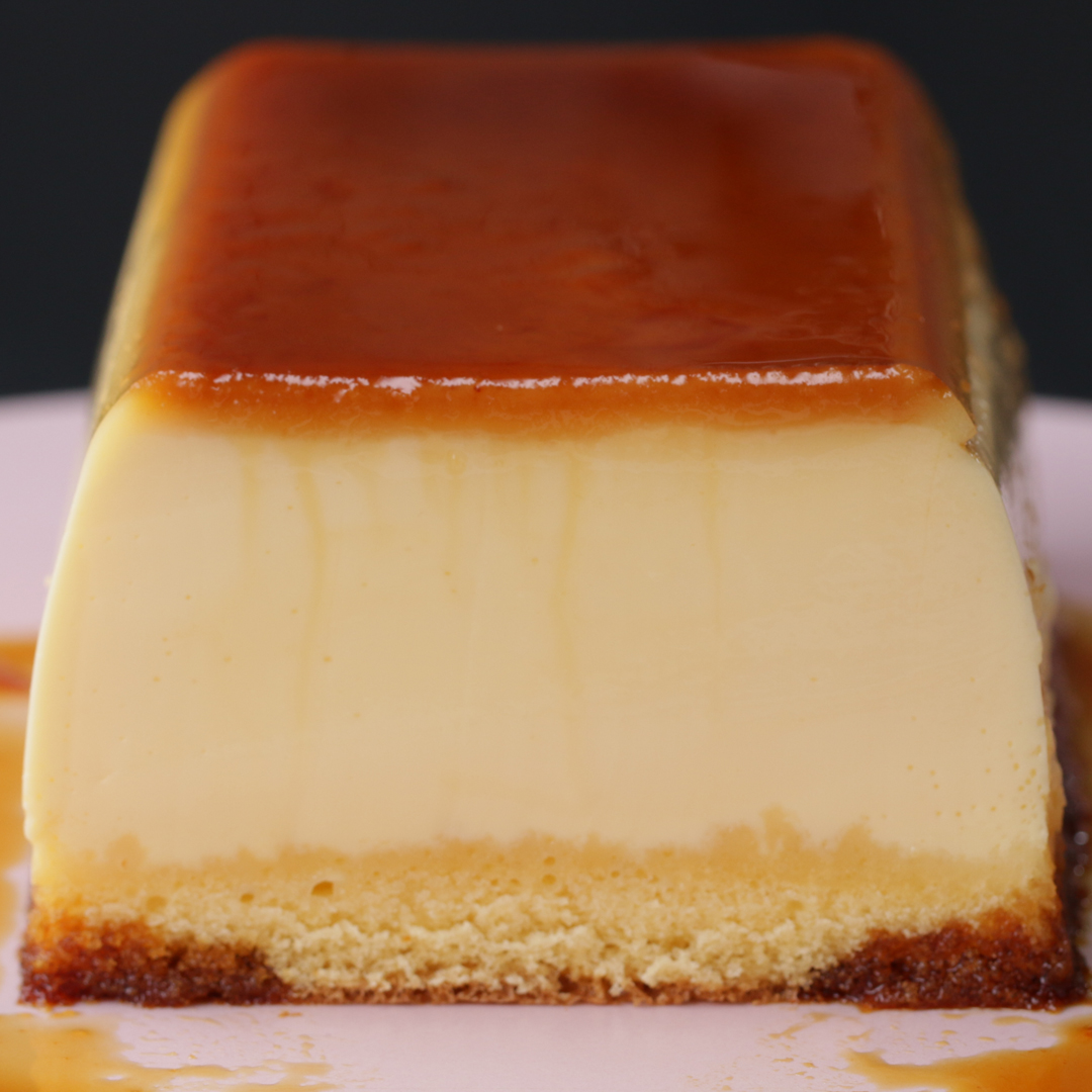 ぷるぷるプリンとケーキが一つになった😳 独り占めしたい❗️2層のプリンケーキ🍮 #tastyjapan