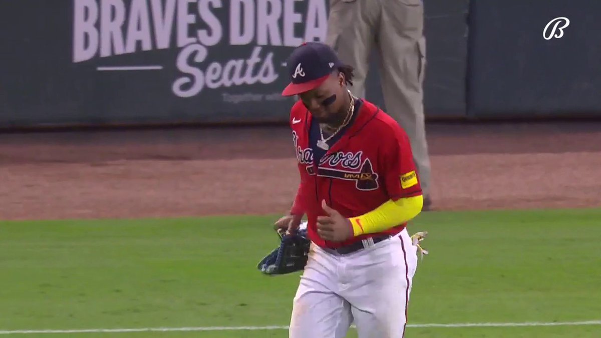 Umpires made Ronald Acuña Jr. change gloves for some reason.
