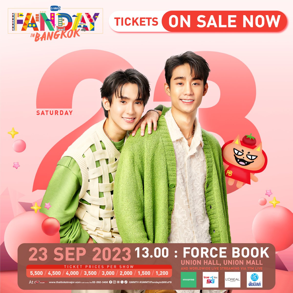 มาสนุกและใกล้ชิดฟอสบุ๊คยิ่งกว่าเดิม! กดบัตรมาเจอกันใน GMMTV FANDAY IN BANGKOK กันนะ! 🦊🍅 Buy Tickets Click 👉🏻 📍SHOWTIME 23 September 2023 | 1 PM : Force Book 📍Union Hall, Union Mall #GMMTVFandayinBKK #GMMTVFandayinBKKxFB #GMMTV