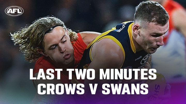 It doesn't get any closer than this 🫣 Relive the thrilling last two minutes of #AFLSwansCrows.
