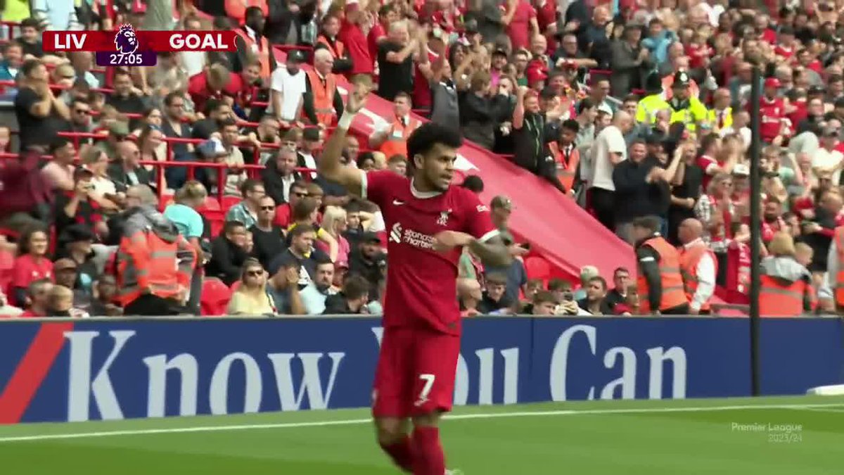 Dibuje, Luis Díaz 🇨🇴. Mucha clase. Golazo ⚽️ para Liverpool en Anfield.
