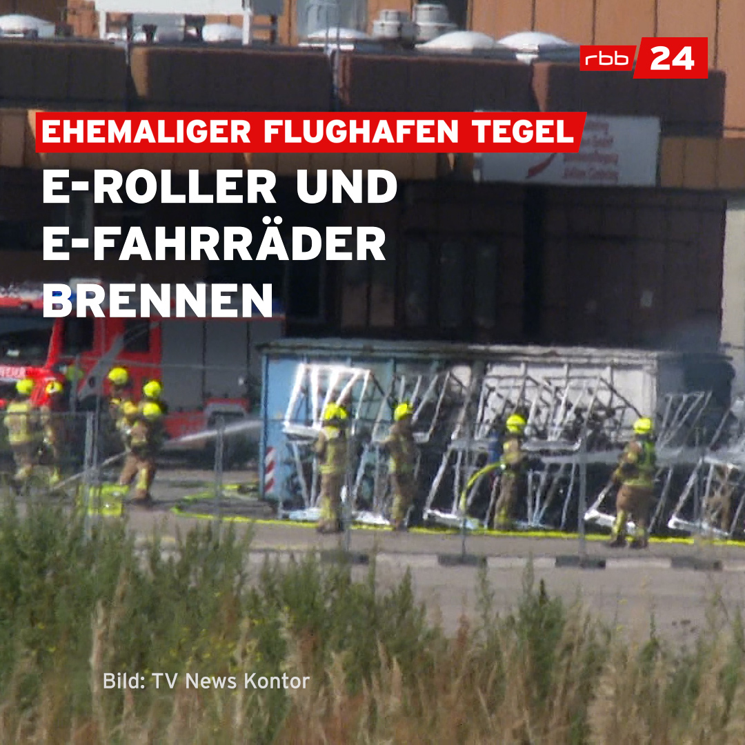 Über Teilen von #Berlin war am Samstag eine große Rauchsäule zu sehen. Die Ursache: Hunderte in Brand stehende #EFahrzeuge auf dem Gelände des ehemaligen Flughafen #Tegel. #TXL