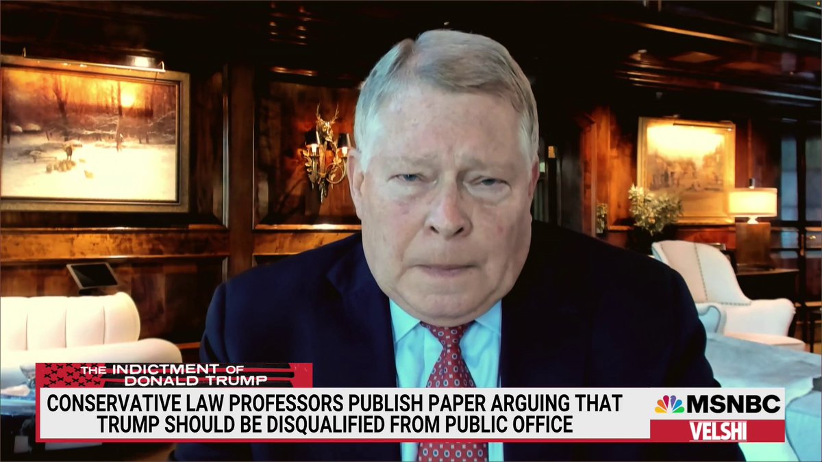 "As of this moment, under the professor's reading of Section 3 and of my reading and Professor Tribe's, the former president is disqualified from holding the office of the presidency in 2024," @judgeluttig tells Ali Velshi.