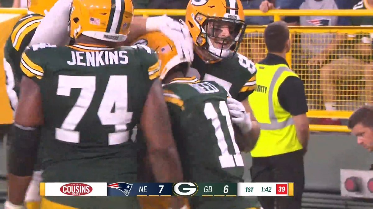 The rookie for the score! j.reed11💂🏾 🙌 #NEvsGB | #GoPackGo 📺: Packers TV Network