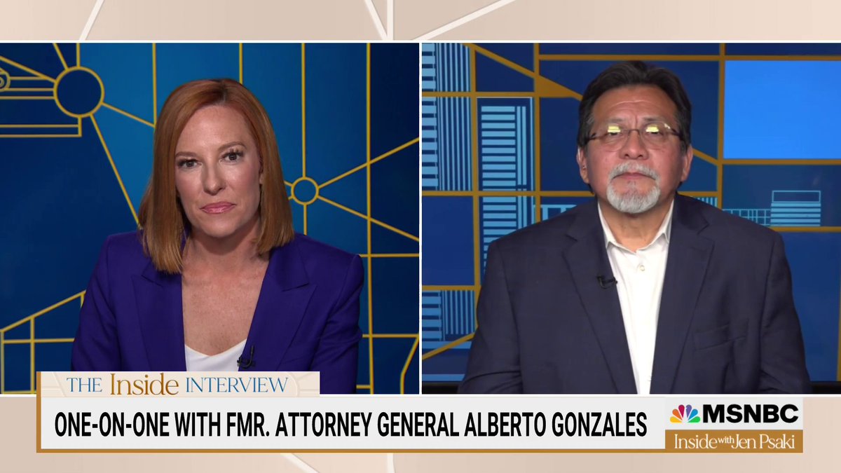 .Jen Psaki: “If Trump is convicted and sentenced to serve time, should he go to prison despite being a former president?” Alberto R. Gonzales: “If in fact he's convicted of the crimes charged by Jack Smith and the DOJ, yeah, I think he should serve time.”