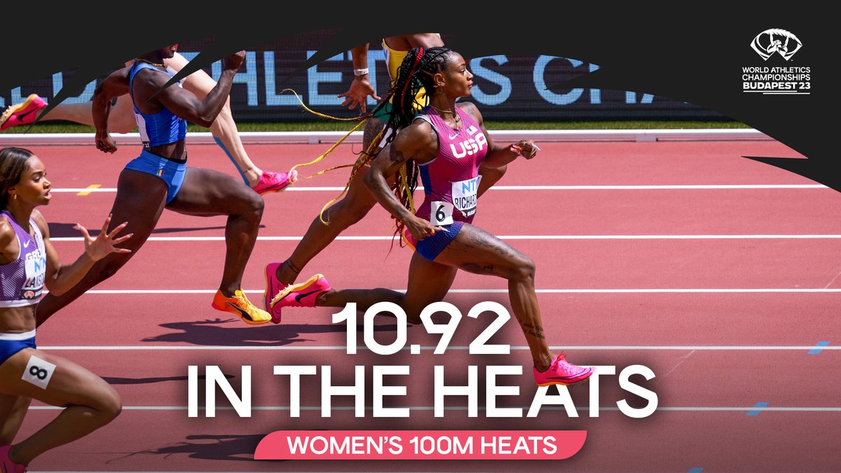 Sha'Carri Richardson 10.92 in the 100m heats 💨 The early celebration was tough 😤 (via World Athletics)