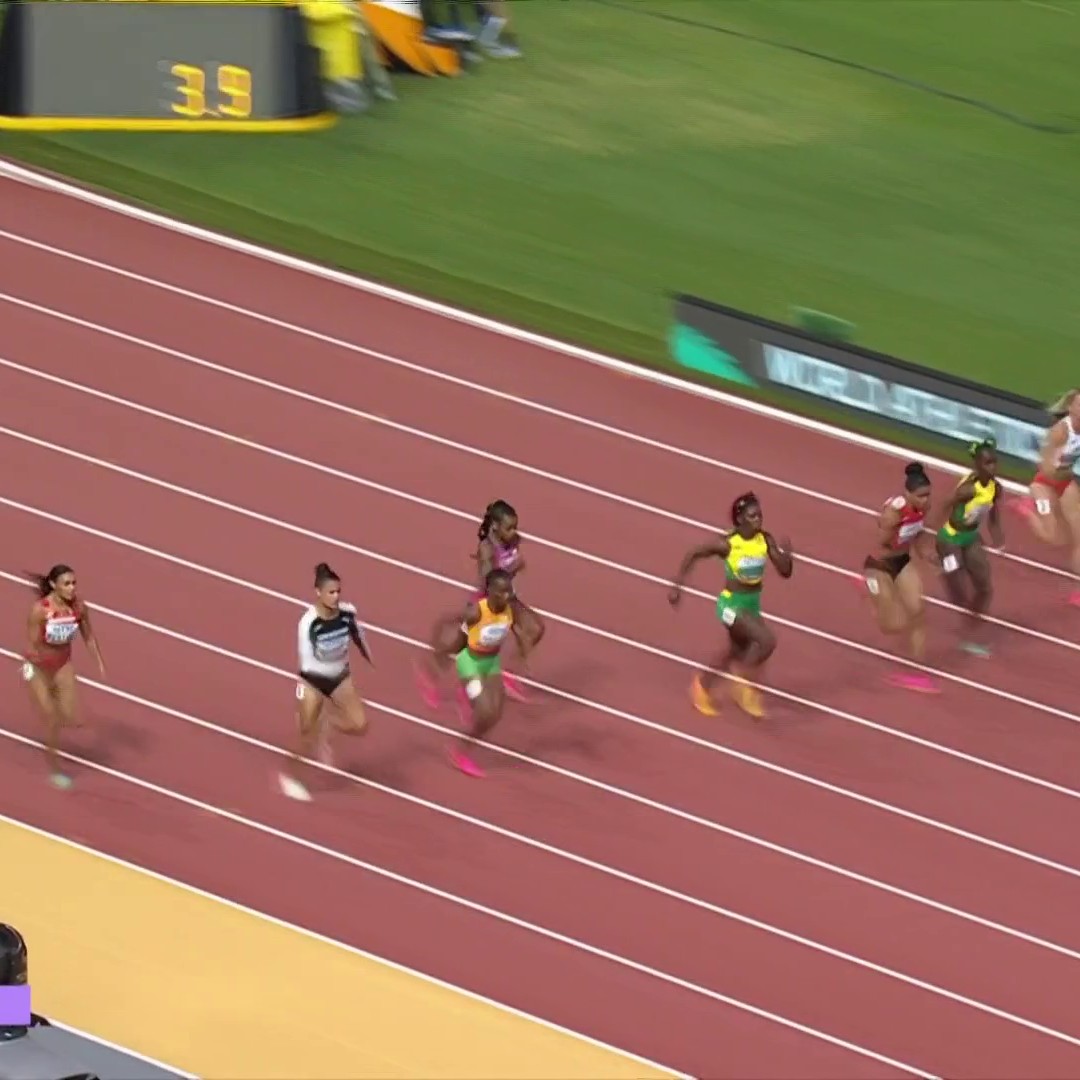 Sha'Carri Richardson finishes third in her 100m semi but is heading to the final with the fastest time qualifier. 📺: USA Network & Peacock | #WorldAthleticsChamps