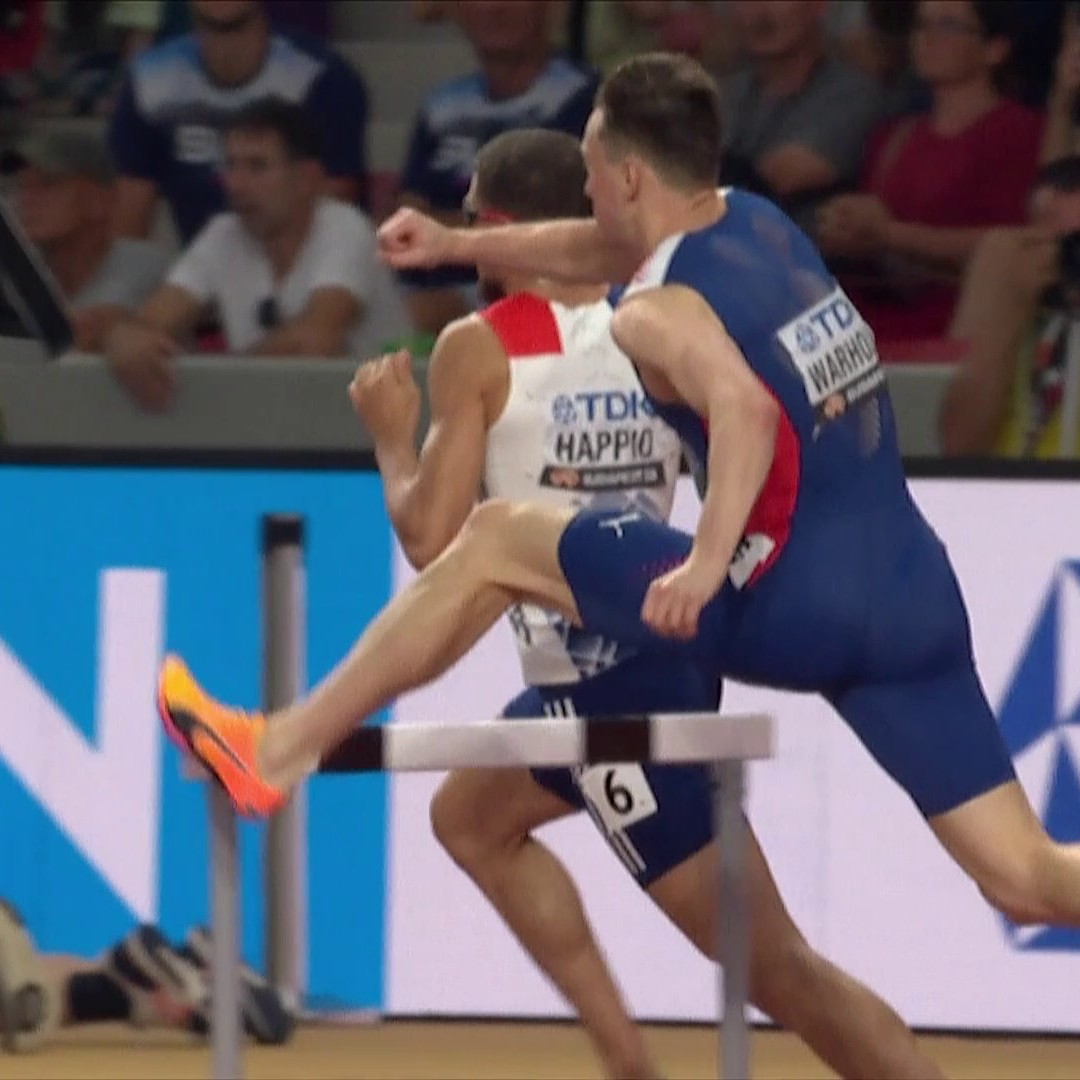 Drama in the men's 400m hurdles! Did Karsten Warholm's foot go above the hurdle? 🤔 #WorldAthleticsChamps