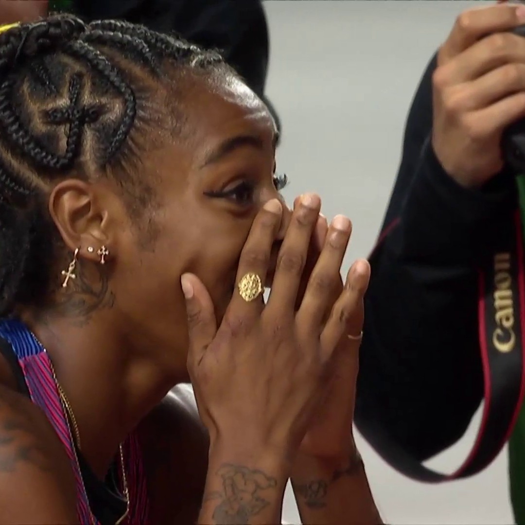 Sha'Carri Richardson's reaction says it all. ❤️ #WorldAthleticsChamps