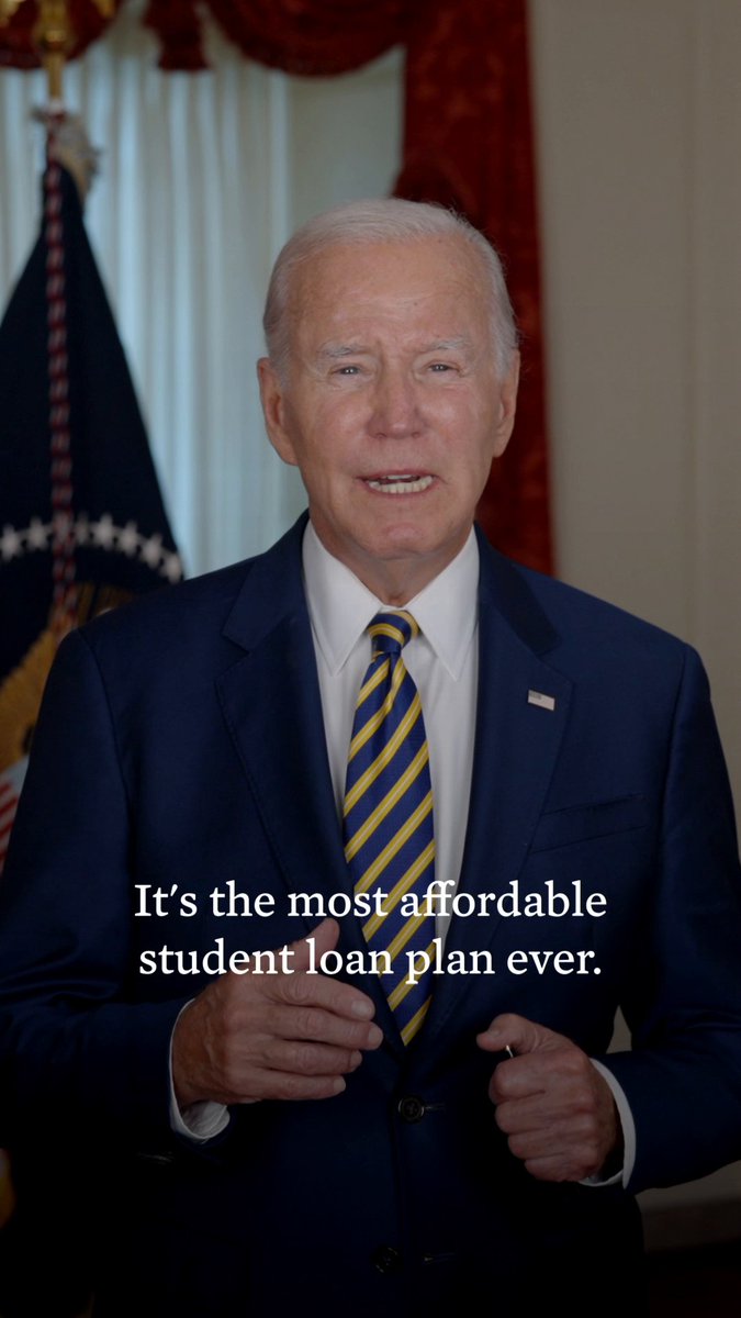 Today, I'm proud to announce a new student debt repayment program called the SAVE Plan. It's the most affordable student loan plan ever. And a promise kept in fixing the existing student loan program. Let me explain how it works: