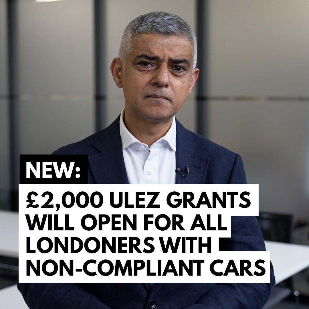 Expanding ULEZ was a difficult decision - but it's the right one to save lives. I’ve continued to listen to Londoners' concerns - and every single Londoner with a non ULEZ compliant vehicle is now eligible for financial support.