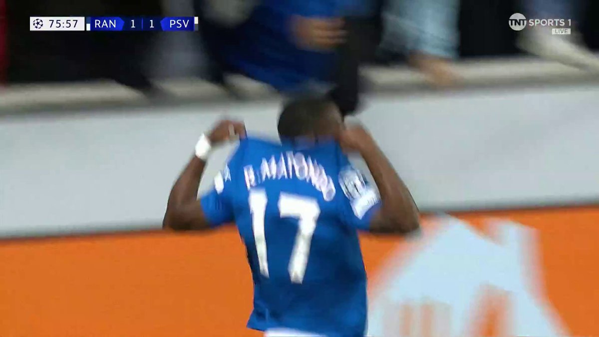 From one end of the pitch to the other! 🤩 Rabbi Matondo gets on the end of a proper counter-attack to see Rangers re-take the lead! 🙌 #UCL